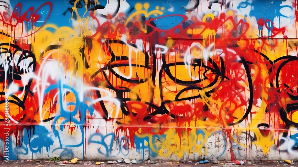 Wall adorned with graffiti artwork Wall adorned with graffiti artwork