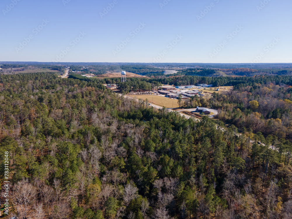 Aerial landscape of forest in rural Grovetown Augusta Georgia