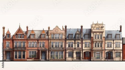 Brick row private houses. Residential architecture exterior. Generative AI