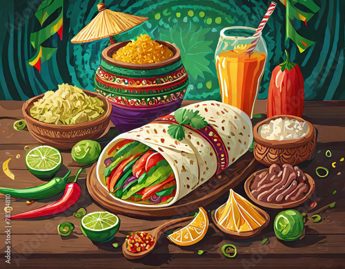 Cinco de mayo festival ingredients of a burrito