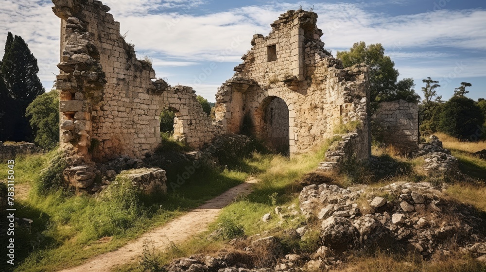 Crumbling medieval castle ruins