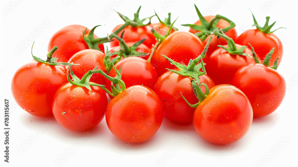 Red cherry tomatoes for salad on white background