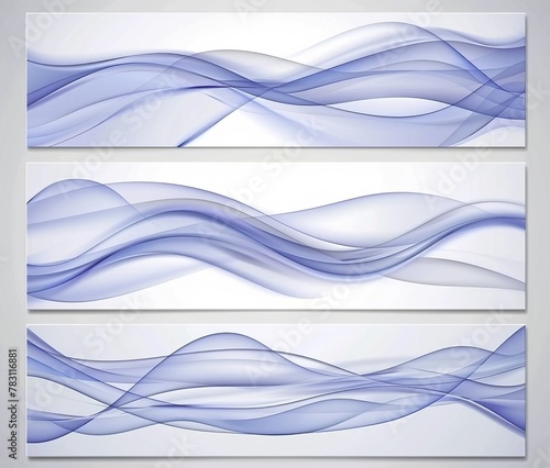 Dynamic Blue Vector Waves Background Set for Business Cards and Promotional Design