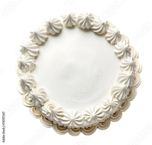 White birthday cake  top view isolated on transparent background photo