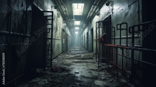 Spooky abandoned mental institution photo
