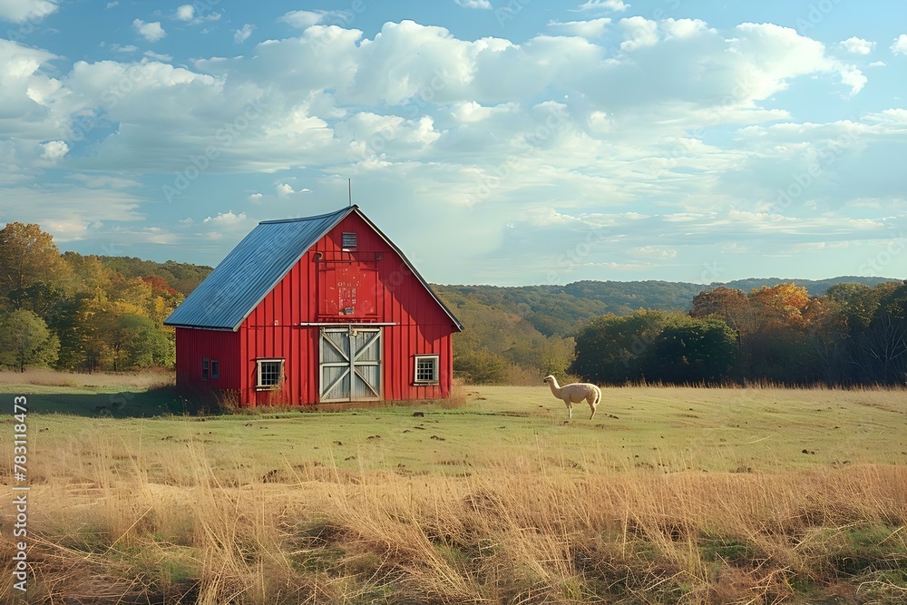 Solitude Serenade: Lone Llama by Rustic Barn. Concept Animal Photography, Rural Setting, Solitude, Llama Portrait, Rustic Barn Solitude Serenade: Lone Llama by Rustic Barn. Concept Animal Photography, Rural Setting, Solitude, Llama Portrait, Rustic Barn