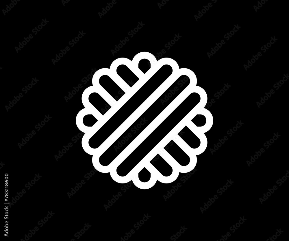 Yarn ball icon. Black and white icon, illustration. Yarn ball icon. Black and white icon, illustration.