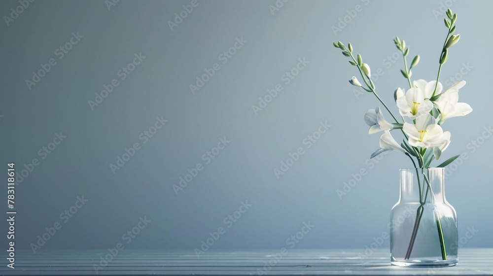 freesia in vase on background with copy space freesia in vase on background with copy space