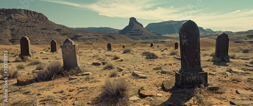 Generative ai illustration of a empty landscape with a cowboy alone
