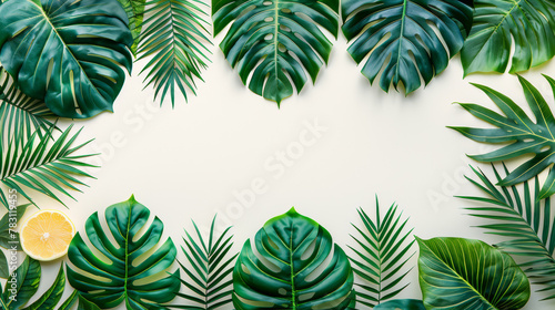 A green leafy background with a yellow fruit in the center