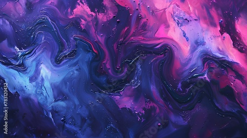 Purple Abstract Wave Texture: A mesmerizing blend of purple hues swirling like smoke, creating a fluid and dynamic pattern with hints of blue and black, evoking a sense of flowing water and fiery moti