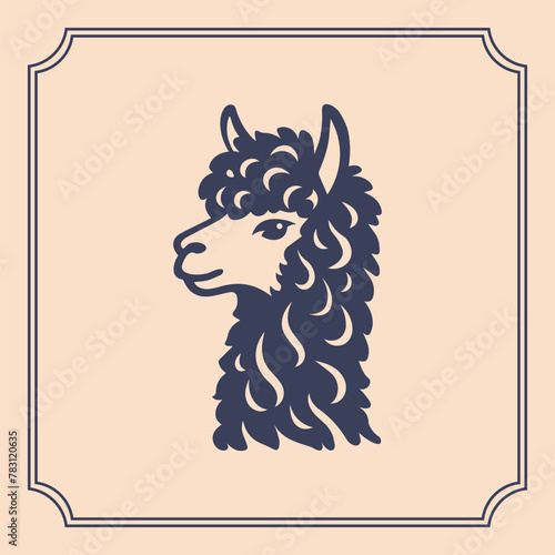 alpaca head silhouette logo style illustration