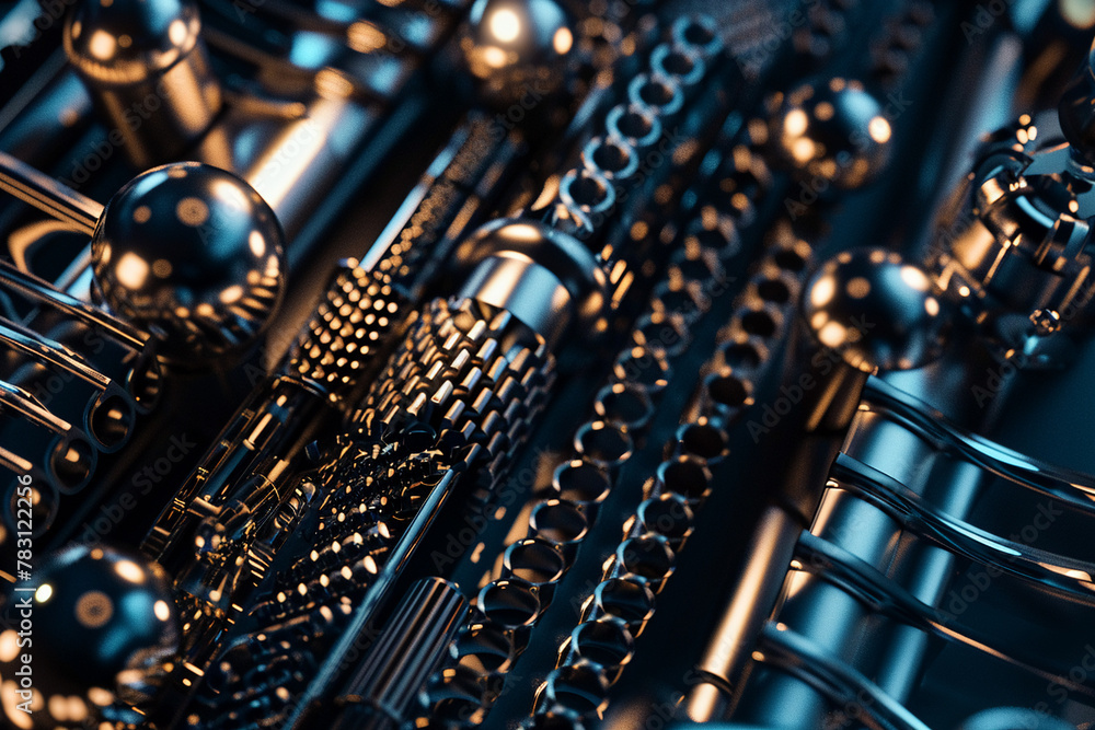 Fototapeta premium Abstract background with metallic textures, Futuristic , Cyberpunk