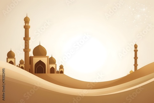Beige and Golden Islamic background for Eid adha, ramadan, eid fitr or any islamic event with copy space for text photo