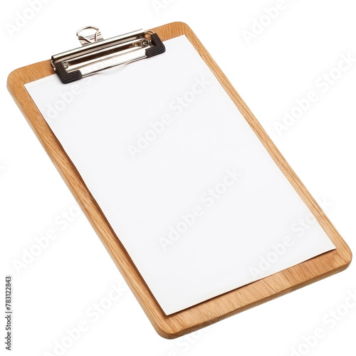 Wooden Clipboard with Blank Paper Sheet, Symbolizing Organization and Preparation for Business Tasks.