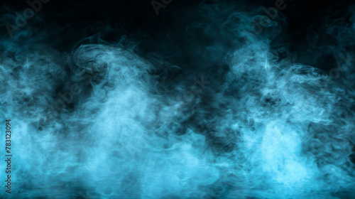 The image is of a blue smoke cloud with a dark background
