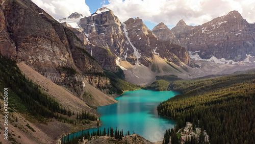 Moraine Lake in Banff National Park, Canada, Valley of the Ten Peaks. Inspirational screensaver. photo