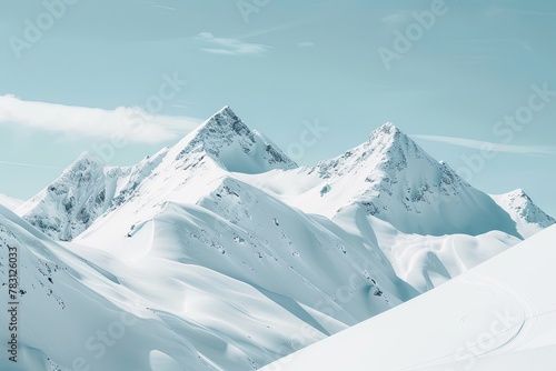 A beautiful snowy mountain landscape with two peaks