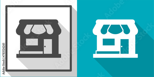 Store vector illustration icon with shadow. Illustration for business.