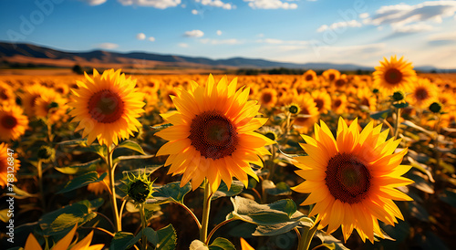 View of different yellow sunflower flowers