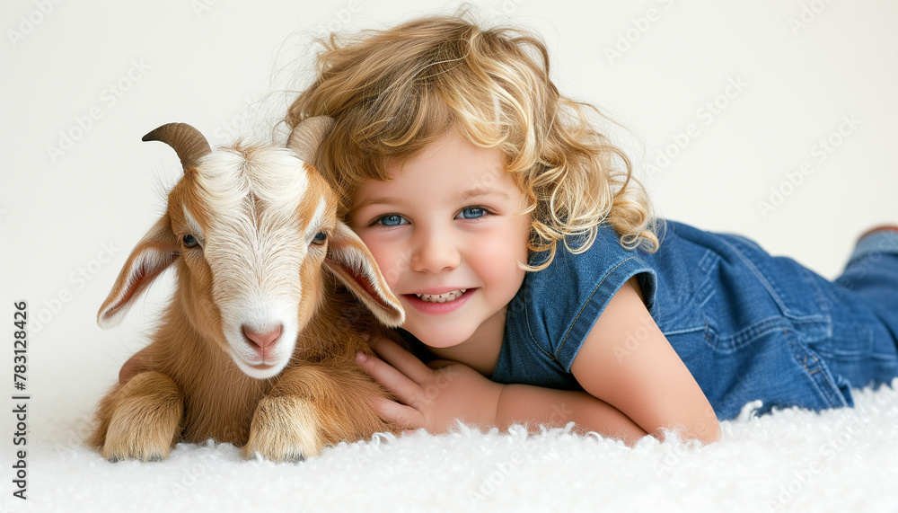 Little girl posing with goat Little girl posing with goat