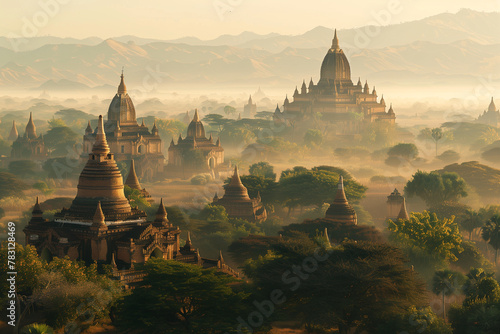 Mystical Morning in Bagan, Myanmar: Ancient Temples Amidst the Mist