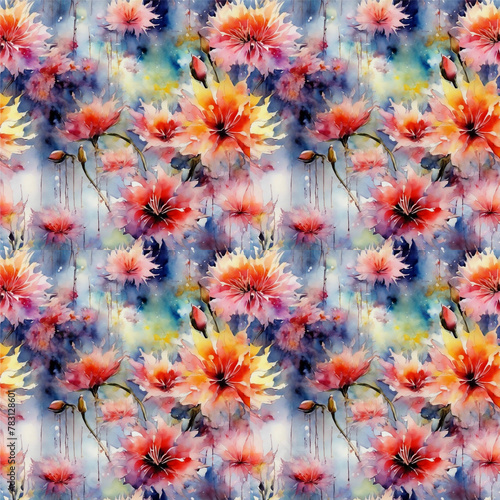 watercolor seamless pattern, floral background, fashion print, modern decoration