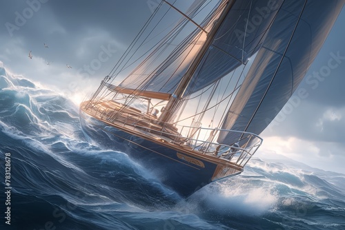 A sailboat navigating through rough seas, symbolizing the challenges of both life and business.  photo