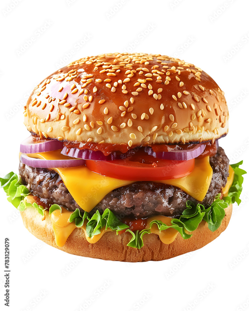 Burger, cheeseburger isolated on transparent background