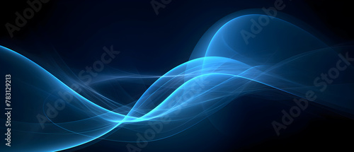 Abstract dark blue background with light waves and geometric structures. Graphical representation of the ultrasound.