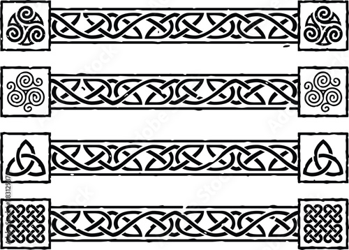 Horizontal Celtic Knot Borders with Square Ends
