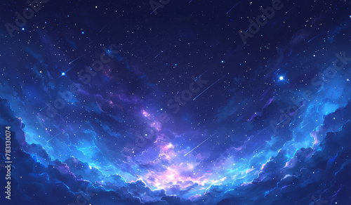 A vibrant nebula of blues, purples and pinks with stars in the background, creating an otherworldly atmosphere for product display