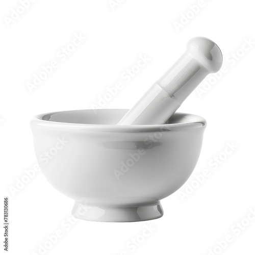 Ceramic Mortar and Pestle Isolated, Emphasizing the Concept of Culinary Preparation and Traditional Kitchen Tools.