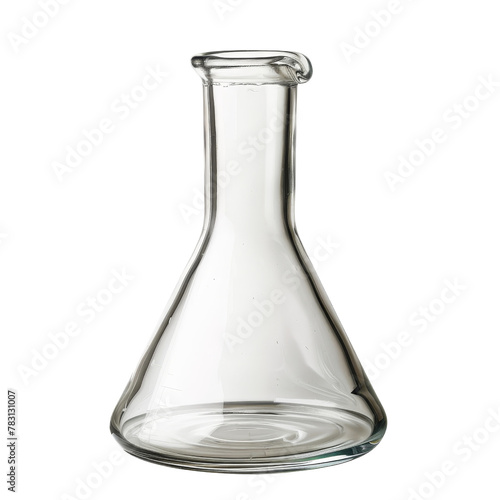 Transparent Erlenmeyer Flask on a Solid Backdrop, Symbolizing Science and Laboratory Research.