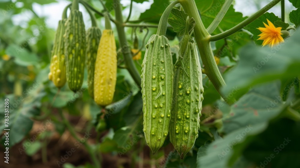 Growing loofah harvest and producing vegetables cultivation. Concept of small eco green business organic farming gardening and healthy food Growing loofah harvest and producing vegetables cultivation. Concept of small eco green business organic farming gardening and healthy food