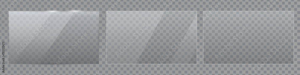 Vector glass frame. Isolated on transparent background. Glass banner realistic Vector glass frame. Isolated on transparent background. Glass banner realistic