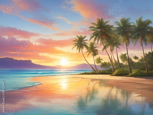 "Tropical Tranquility: Captivating Hawaiian Sunset Serenity" © Chathura