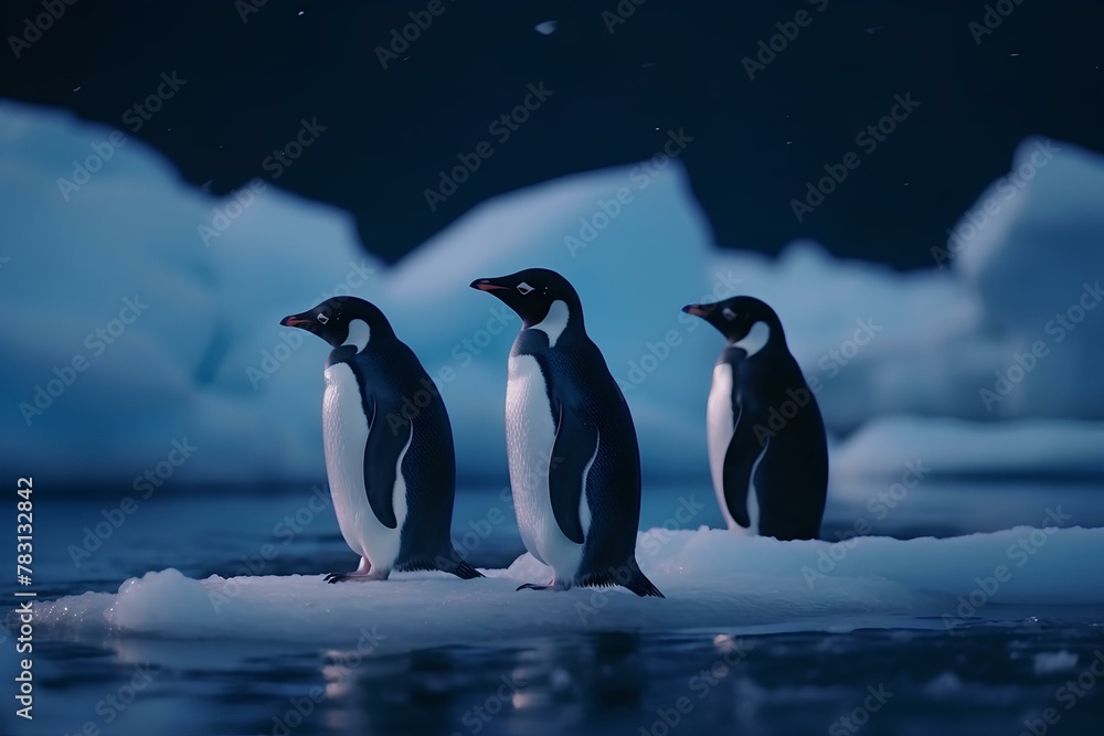Obraz premium penguins on ice made by midjourney