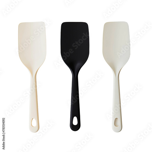 Set of Three Silicone Spatulas in Neutral Tones for Kitchen Use  Concept of Baking Tools and Cookware Essentials.