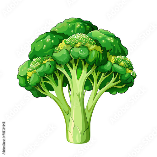 Fresh cartoon broccoli vegetable isolated on white background
