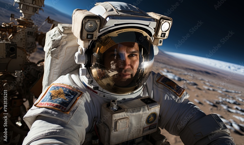 Astronaut Standing on Rocky Surface Astronaut Standing on Rocky Surface