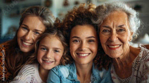 Celebrating Familial Bonds Across A Heartwarming Portrait of Grandmothers and Granddaughters Embracing