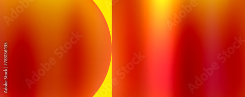 Vibrant red and yellow background with a central yellow circle