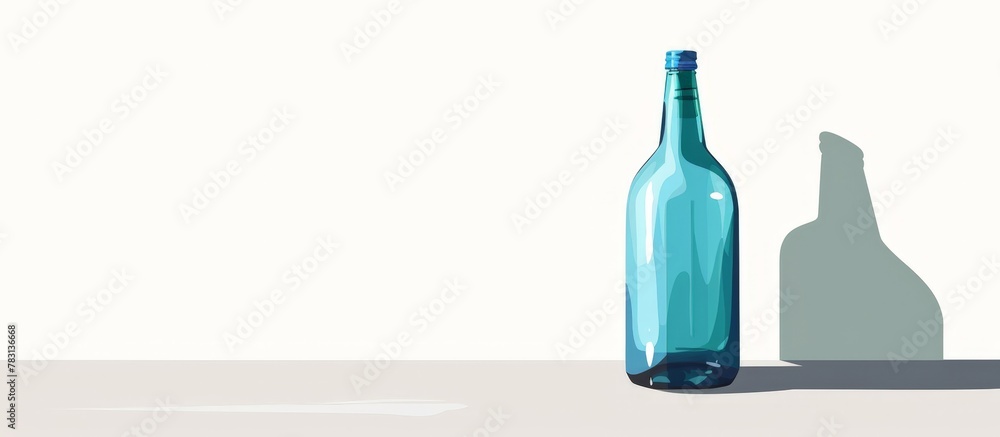 Blue bottle placed beside its shadow Blue bottle placed beside its shadow