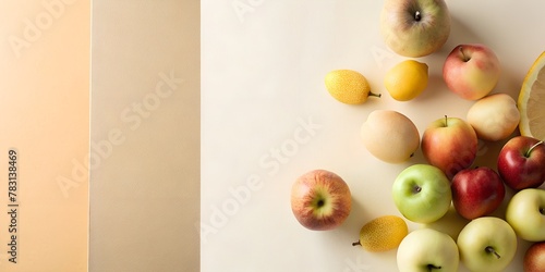 generated  abstraction  beige  beige background  fruit  berries  food  plants  fruit lying on the edge  beautiful background  style  minimalism