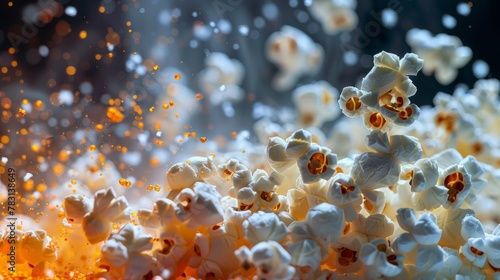 A pile of popcorn overflowing with freshly popped kernels on top of it