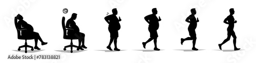 Fat man getting up, running icon