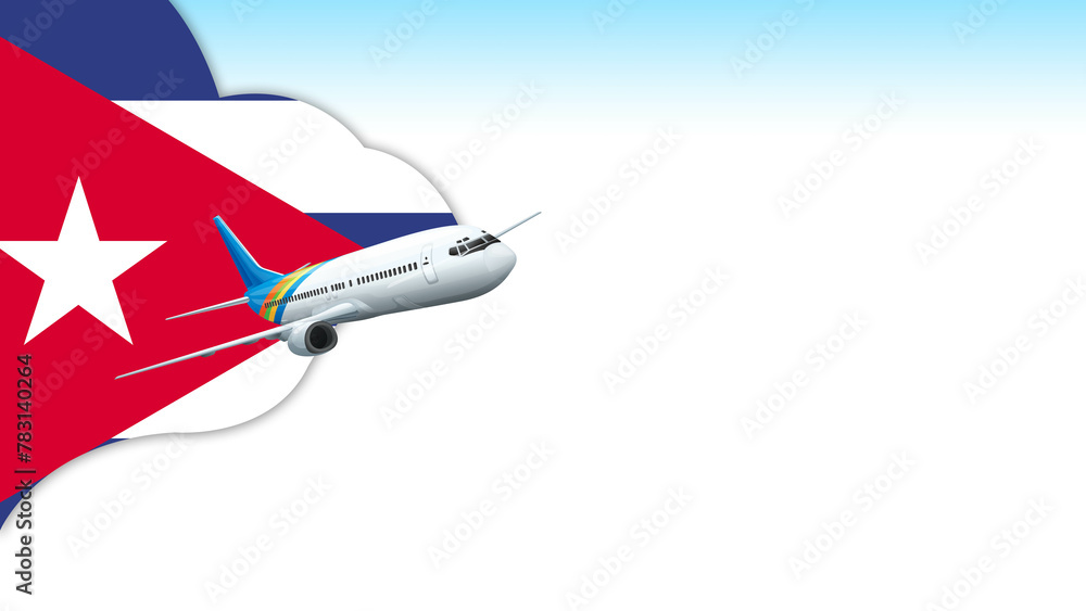 Fototapeta premium 3d illustration plane with Cuba flag background for business and travel design