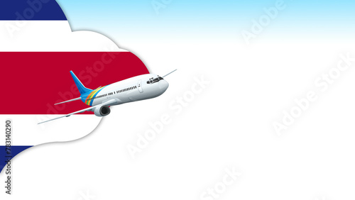 3d illustration plane with Costa Rica flag background for business and travel design