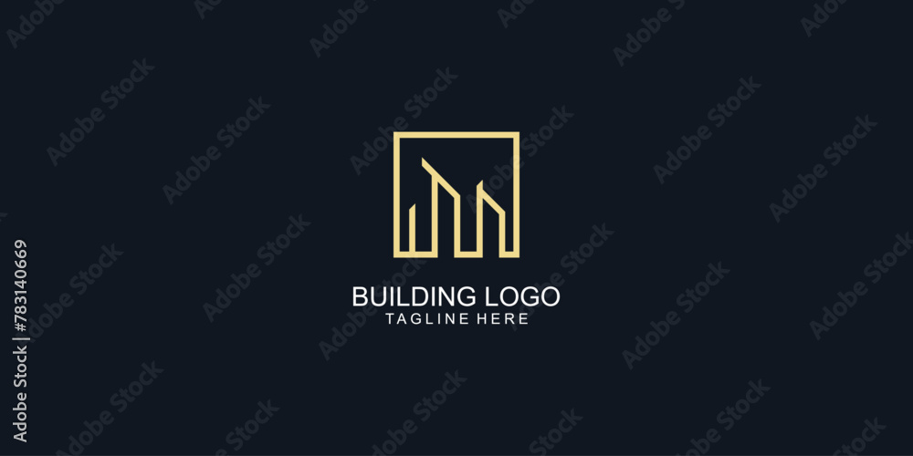 Simple building logo design with modern concept| premium vector
